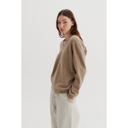 V-NECK WOOL SWEATER_DARK BEIGE les ligaments