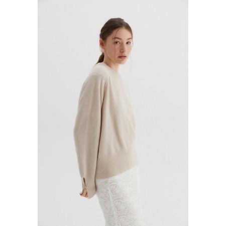 SADDLE ROUND SWEATER_LIGHT BEIGE sur le site 