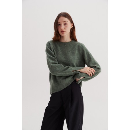 SADDLE ROUND SWEATER_DARK GREEN Amélioration de cerveau avec