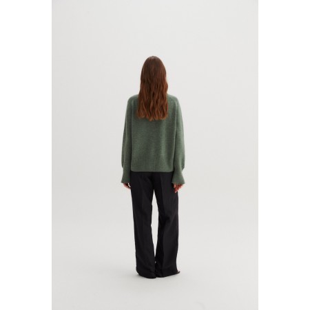 SADDLE ROUND SWEATER_DARK GREEN Amélioration de cerveau avec