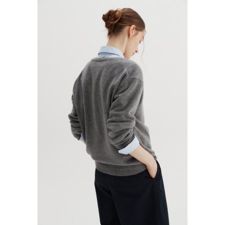 V-NECK WOOL SWEATER_GREY de pas cher