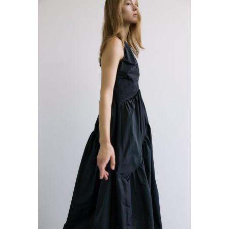 CENTER SHIRRING PUFFY DRESS _BLACK commande en ligne