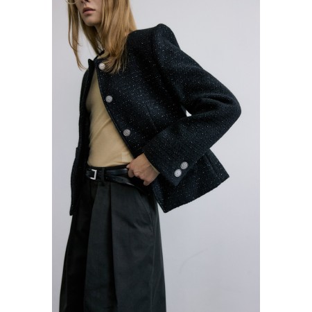 SHINING CLASSIC TWEED JACKET_BLACK Economisez 