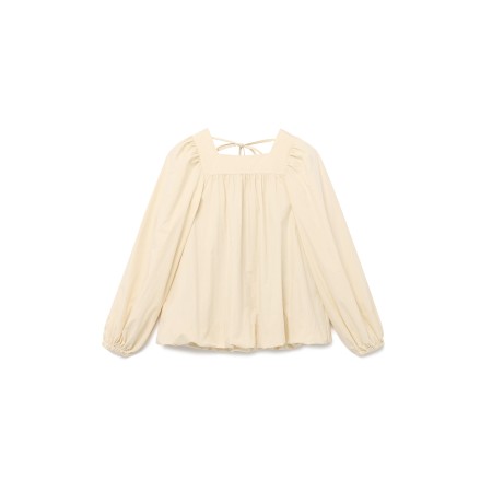 SQUARE NECK BALLOON BLOUSE_BEIGE soldes