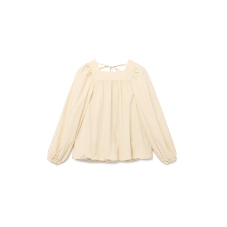 SQUARE NECK BALLOON BLOUSE_BEIGE soldes