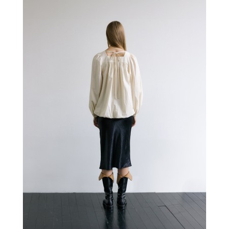 SQUARE NECK BALLOON BLOUSE_BEIGE soldes