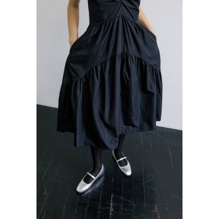 CENTER SHIRRING PUFFY DRESS _BLACK commande en ligne