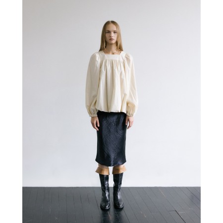 SQUARE NECK BALLOON BLOUSE_BEIGE soldes