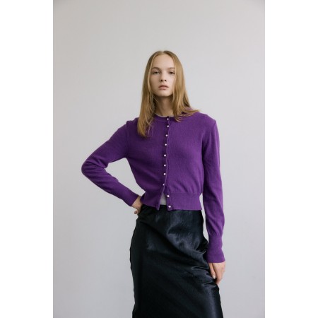 PEARLY BUTTON WOOL CARDIGAN_PURPLE livraison et retour toujours gratuits