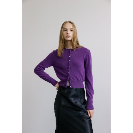 PEARLY BUTTON WOOL CARDIGAN_PURPLE livraison et retour toujours gratuits