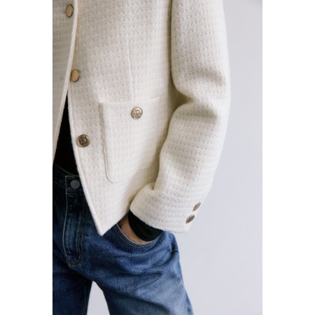 SHINING CLASSIC TWEED JACKET_IVORY solde