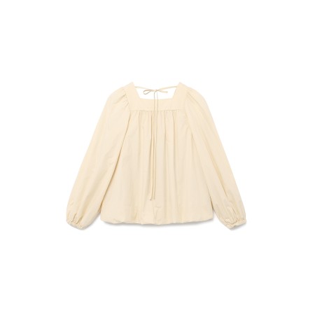 SQUARE NECK BALLOON BLOUSE_BEIGE soldes