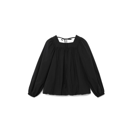 SQUARE NECK BALLOON BLOUSE_BLACK france