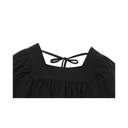 SQUARE NECK BALLOON BLOUSE_BLACK france