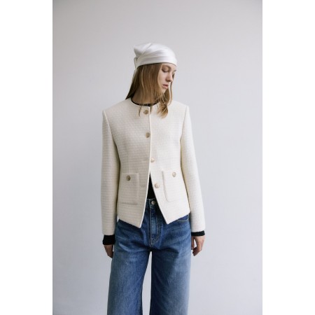 SHINING CLASSIC TWEED JACKET_IVORY solde