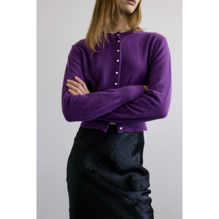 PEARLY BUTTON WOOL CARDIGAN_PURPLE livraison et retour toujours gratuits