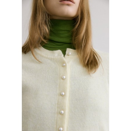 PEARLY BUTTON WOOL CARDIGAN_BUTTER france