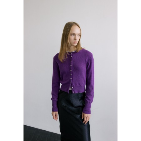 PEARLY BUTTON WOOL CARDIGAN_PURPLE livraison et retour toujours gratuits