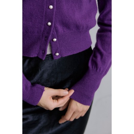 PEARLY BUTTON WOOL CARDIGAN_PURPLE livraison et retour toujours gratuits