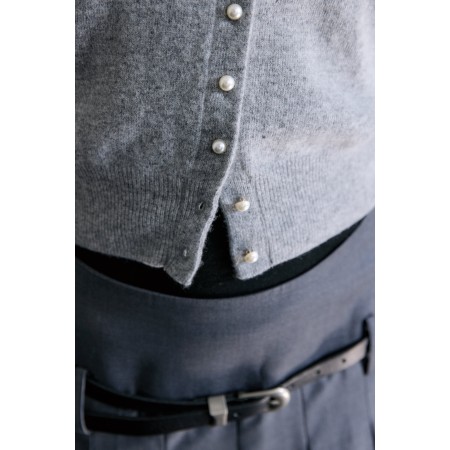 PEARLY BUTTON WOOL CARDIGAN_GRAY est présent 