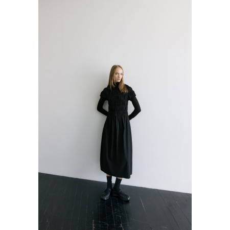 HIGH NECK TUCKING DRESS_BLACK du meilleur 