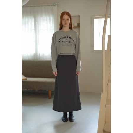 WOOL LINE SKIRT_CHARCOAL Amélioration de cerveau avec