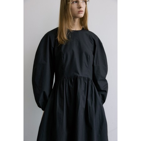 VOLUME RAGLAN SLEEVE LONG DRESS_BLACK vente chaude votre 