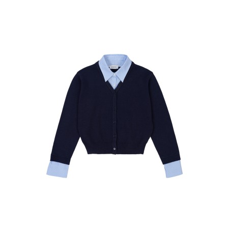 SHIRT COLLAR CARDIGAN_NAVY Véritable concentré