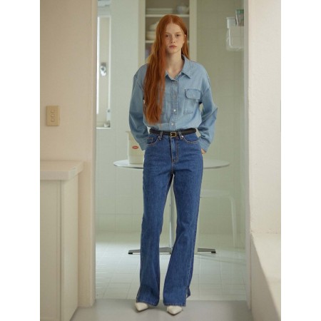 SLIT DENIM PANTS_BLUE de l' environnement