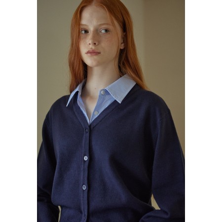 SHIRT COLLAR CARDIGAN_NAVY Véritable concentré