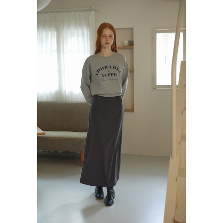 WOOL LINE SKIRT_CHARCOAL Amélioration de cerveau avec