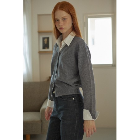 SHIRT COLLAR CARDIGAN_GRAY votre