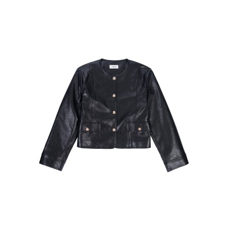 ROUND LEATHER JACKET_BLACK de la marque