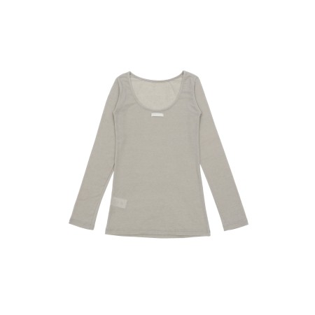 AS BASIC SCOOP NECK TSHIRT_IVORY_KHAKI BEIGE une grave pollution 