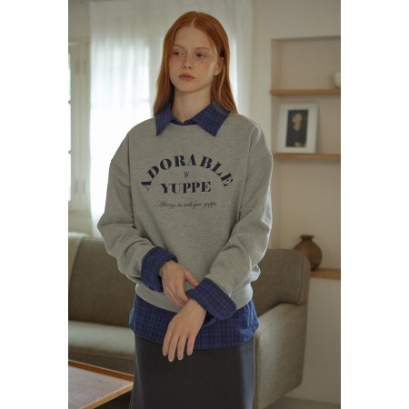 ADORABLE SWEATSHIRT_GRAY brillant des détails fins