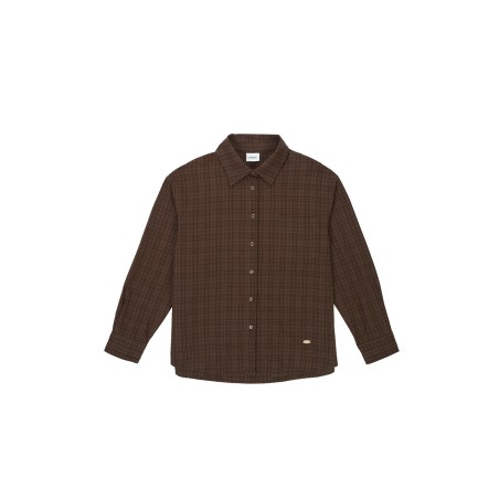 COTTON CHECK SHIRT_BROWN Dans la société mordern