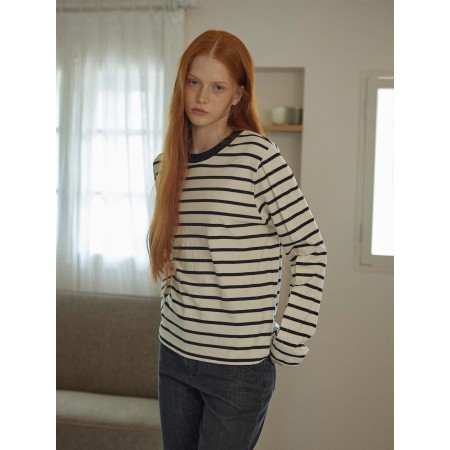 TUCKED STRIPE T-SHIRT_BLACK destockage