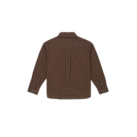 COTTON CHECK SHIRT_BROWN Dans la société mordern