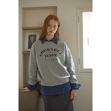 ADORABLE SWEATSHIRT_GRAY brillant des détails fins