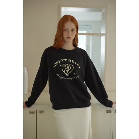 HEART SWEATSHIRT_BLACK soldes