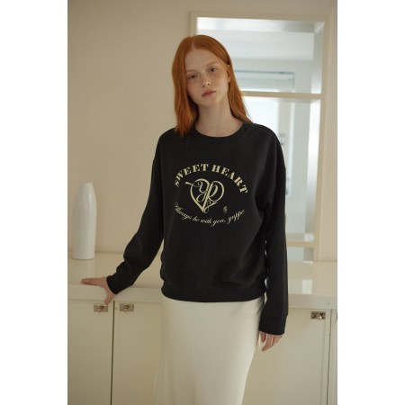 HEART SWEATSHIRT_BLACK soldes