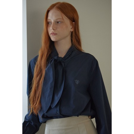 TIE COTTON SHIRT_NAVY à prix réduit toute l'année