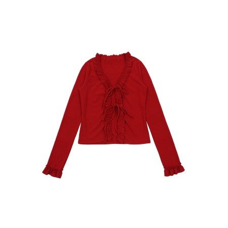 FRILL RIBBON CARDIGAN_RED Le MVP de beaucoup