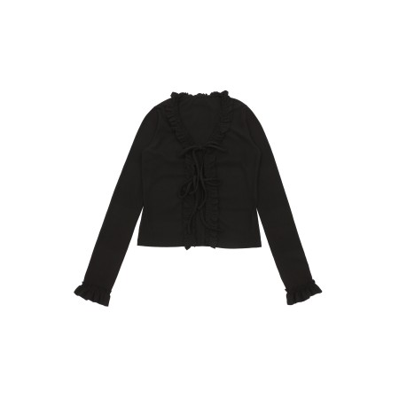 FRILL RIBBON CARDIGAN_BLACK À commander