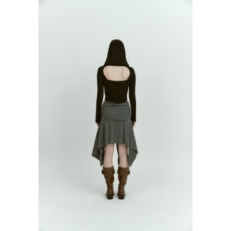 SHIRRING WRAP SKIRT_CHARCOAL Le MVP de beaucoup