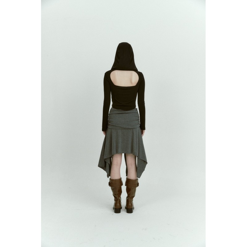 SHIRRING WRAP SKIRT_CHARCOAL Le MVP de beaucoup