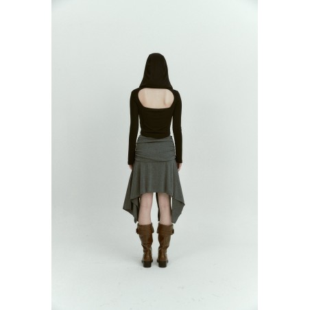 SHIRRING WRAP SKIRT_CHARCOAL Le MVP de beaucoup