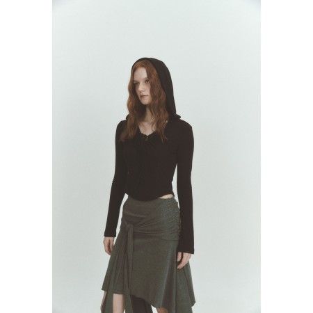 SHIRRING WRAP SKIRT_CHARCOAL Le MVP de beaucoup