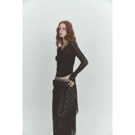 SEE-THROUGH LAYERED SKIRT_BLACK Comparez plus de prix