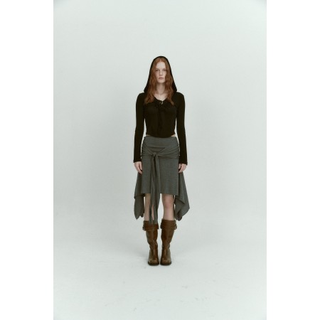 SHIRRING WRAP SKIRT_CHARCOAL Le MVP de beaucoup